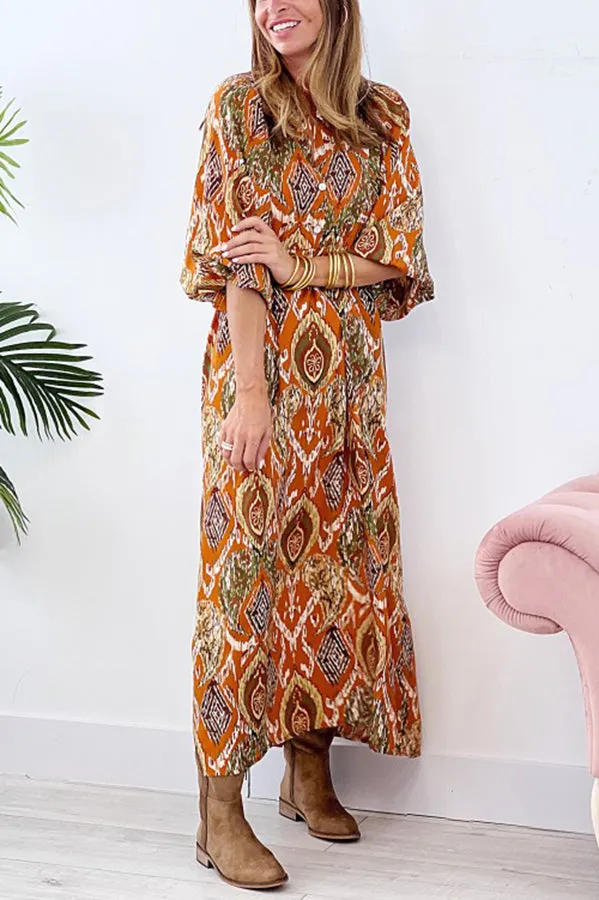 Print Drape Graceful Maxi Dress