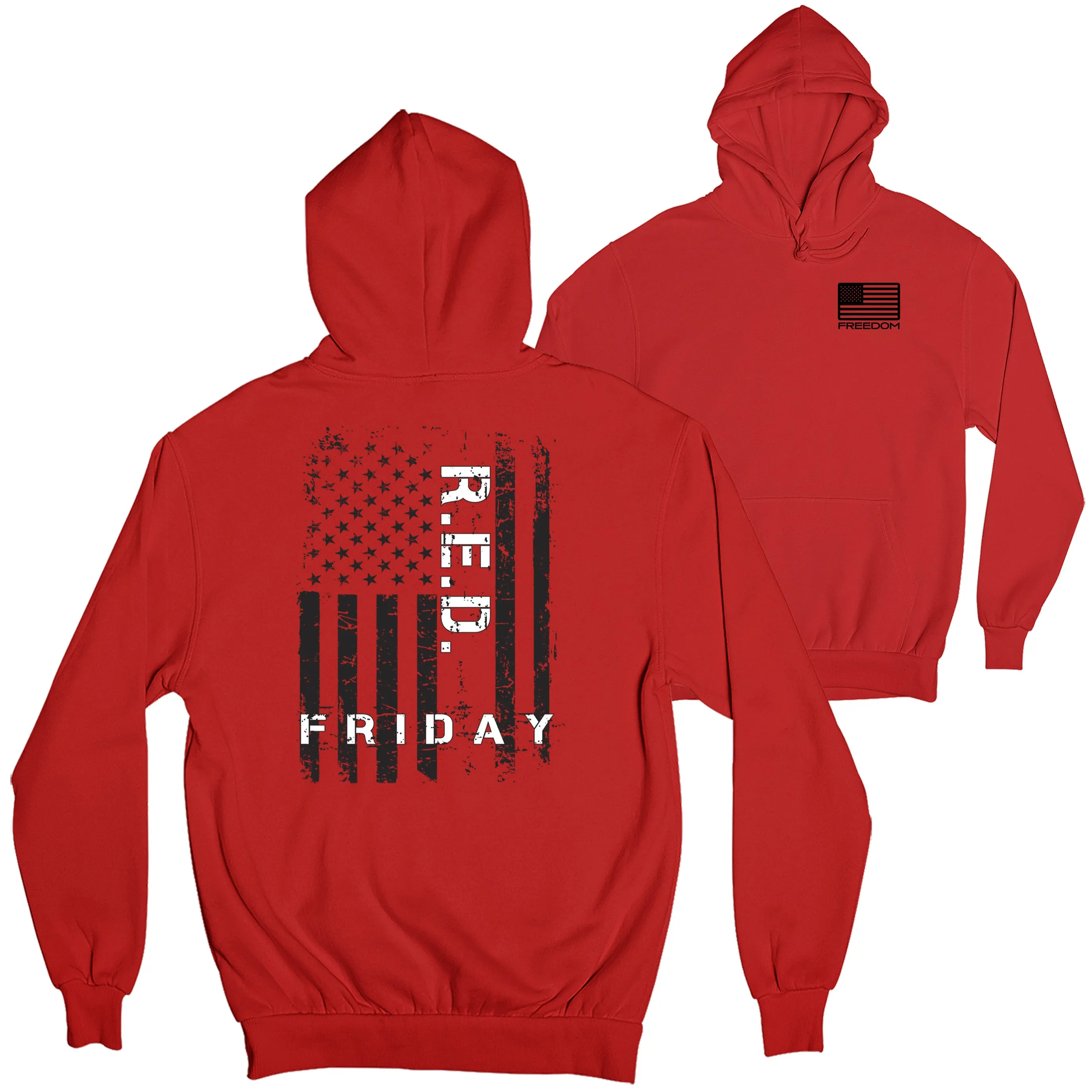 R.E.D Friday Freedom Blk Flag 2-Sided Hoodie