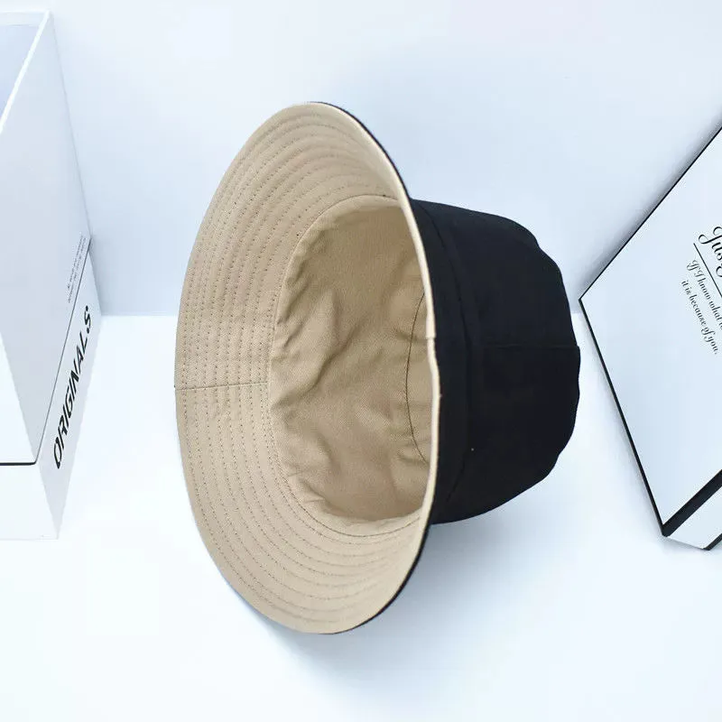 Reversible Fisherman bucket Hat Fashion Trendy Sun-Proof round Face Couple Hat