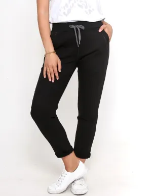 Riley Stretch Denim Joggers - Black