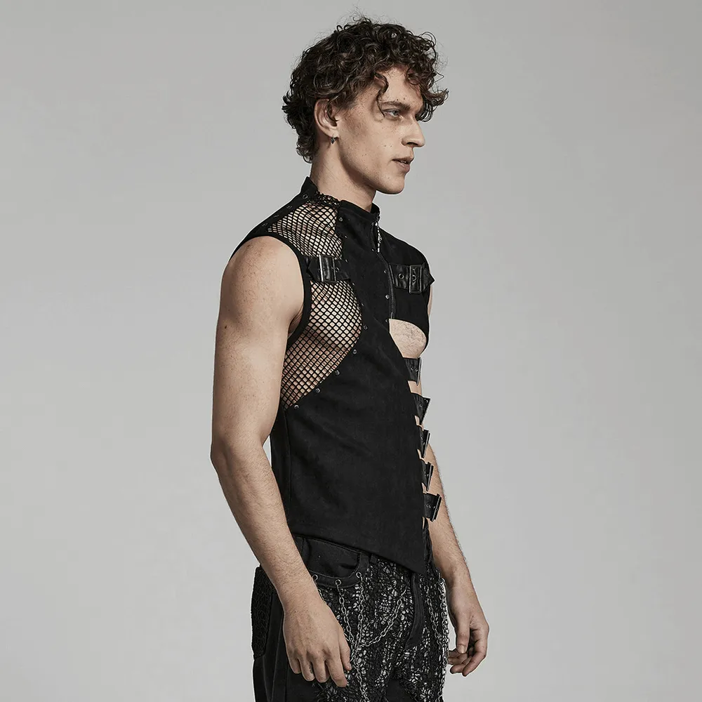 Sexy Stylish Edgy Buckled Suede Punk Vest for Men