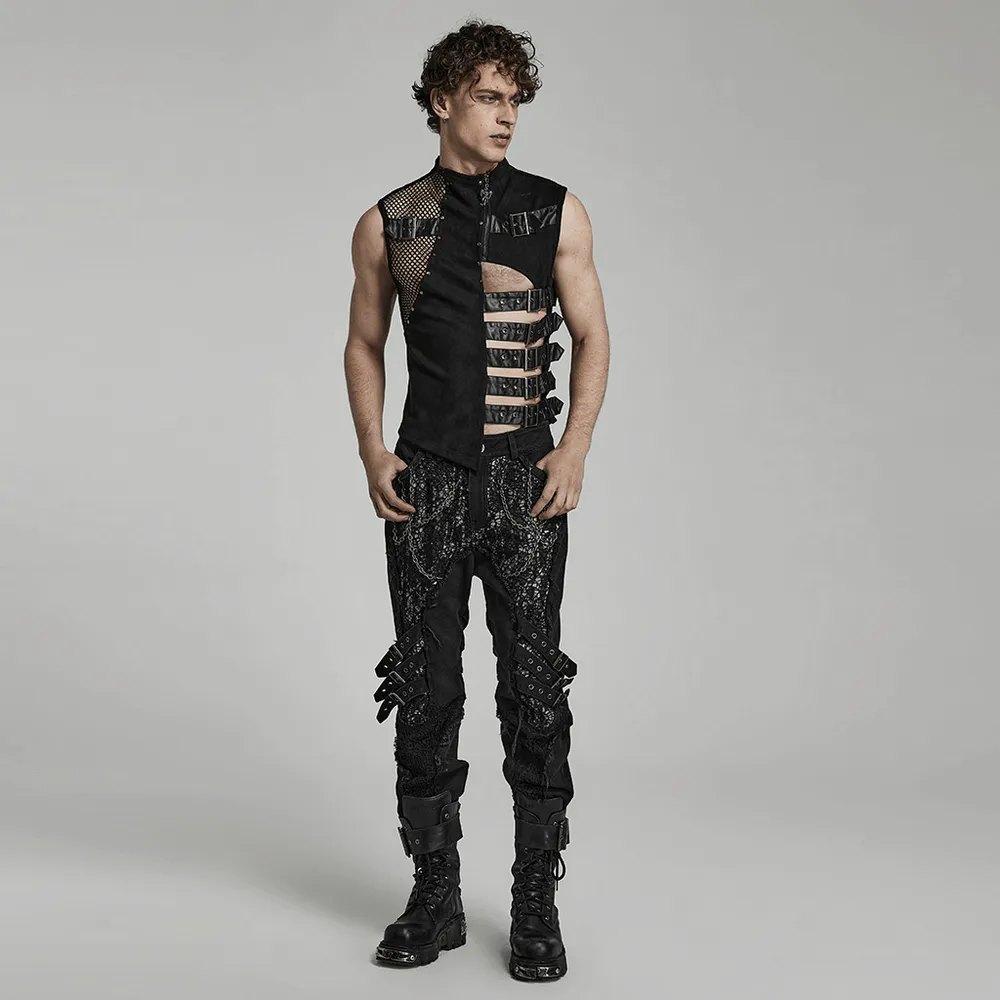 Sexy Stylish Edgy Buckled Suede Punk Vest for Men