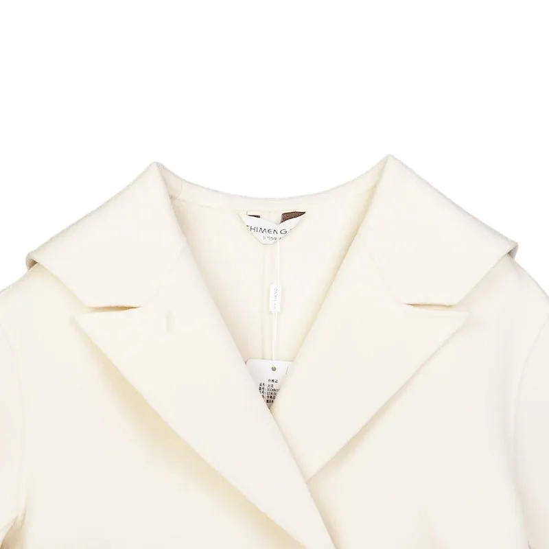 Short Beige Woolen Overcoats Coat