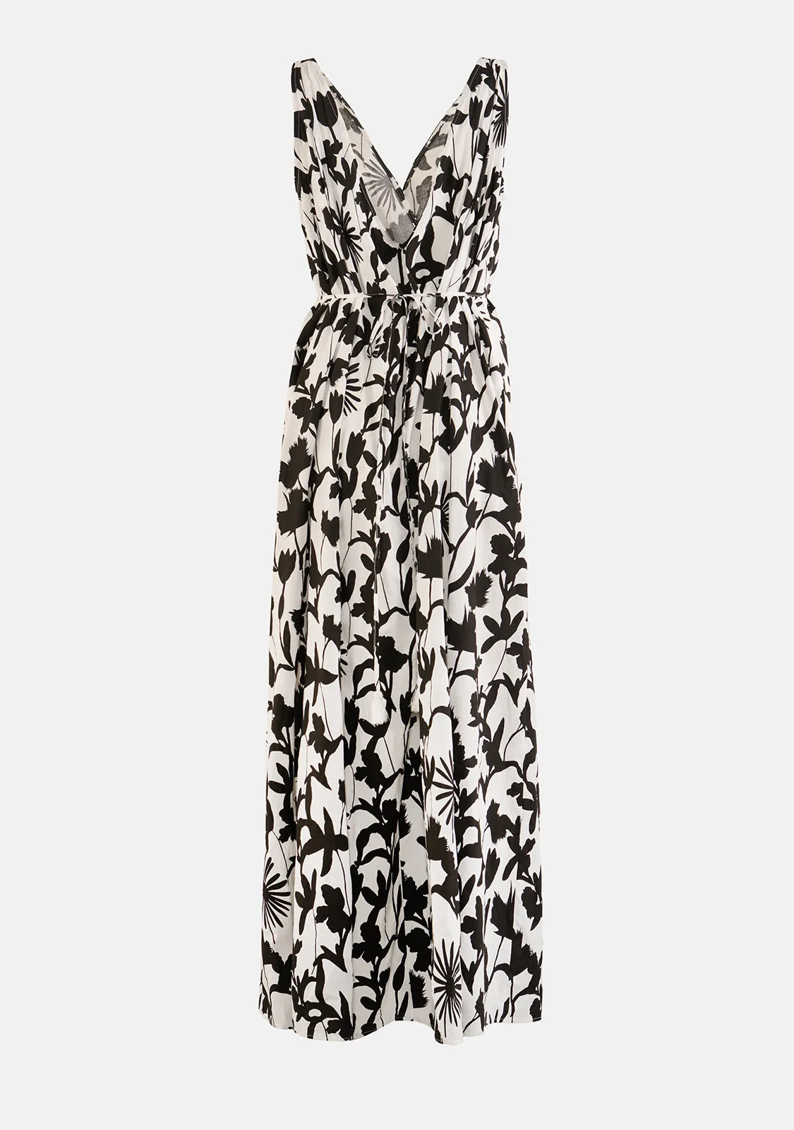 Sleeveless Tie Front Waisted Maxi Dress