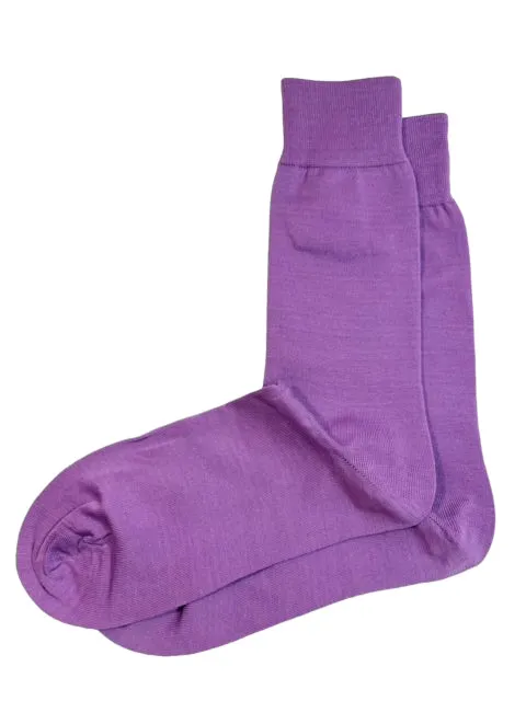 Solid Purple Cotton Dress Socks By Paul Malone