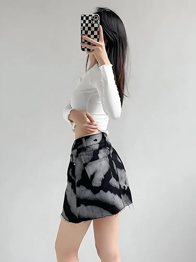 Spray Paint Distressed Mini Skirt