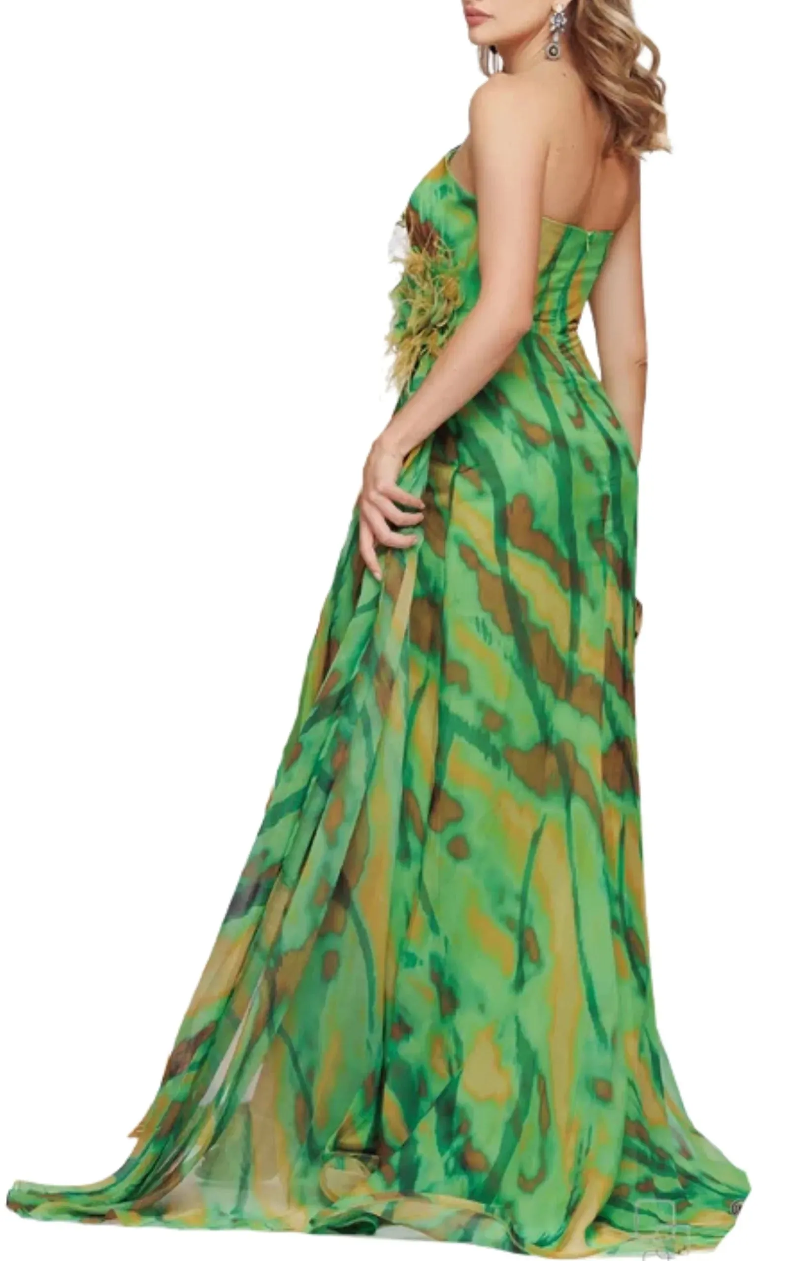 Strapless Green Cocktail Party Dress