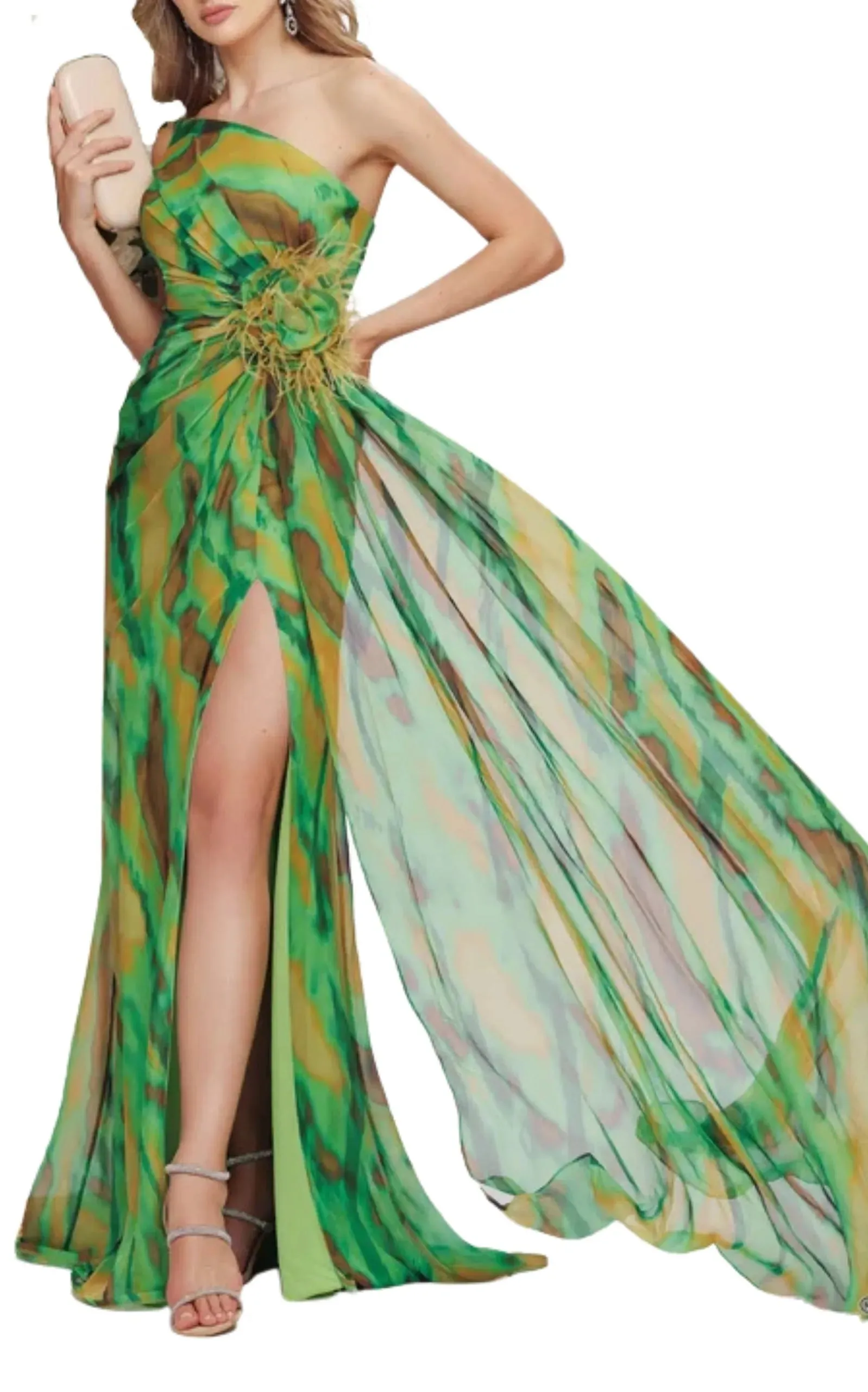 Strapless Green Cocktail Party Dress