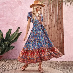 Summer Beach Graceful Floral Print Dress