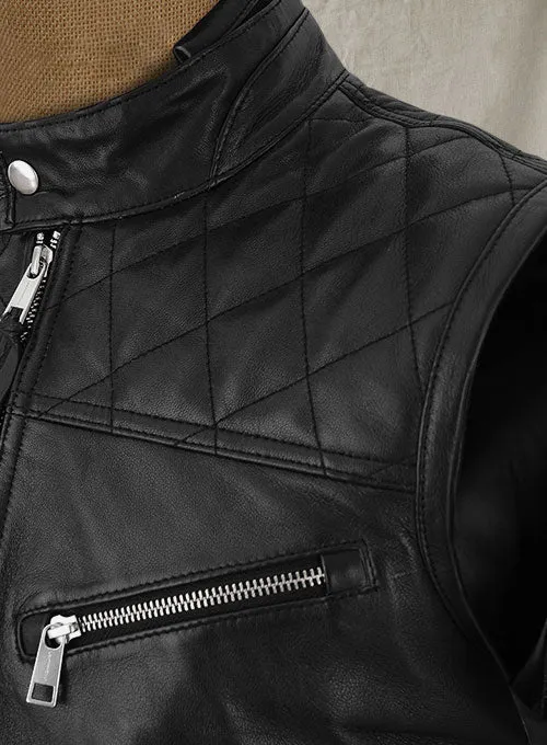 Top Quality Men's Genuine Leather Biker Vest Black