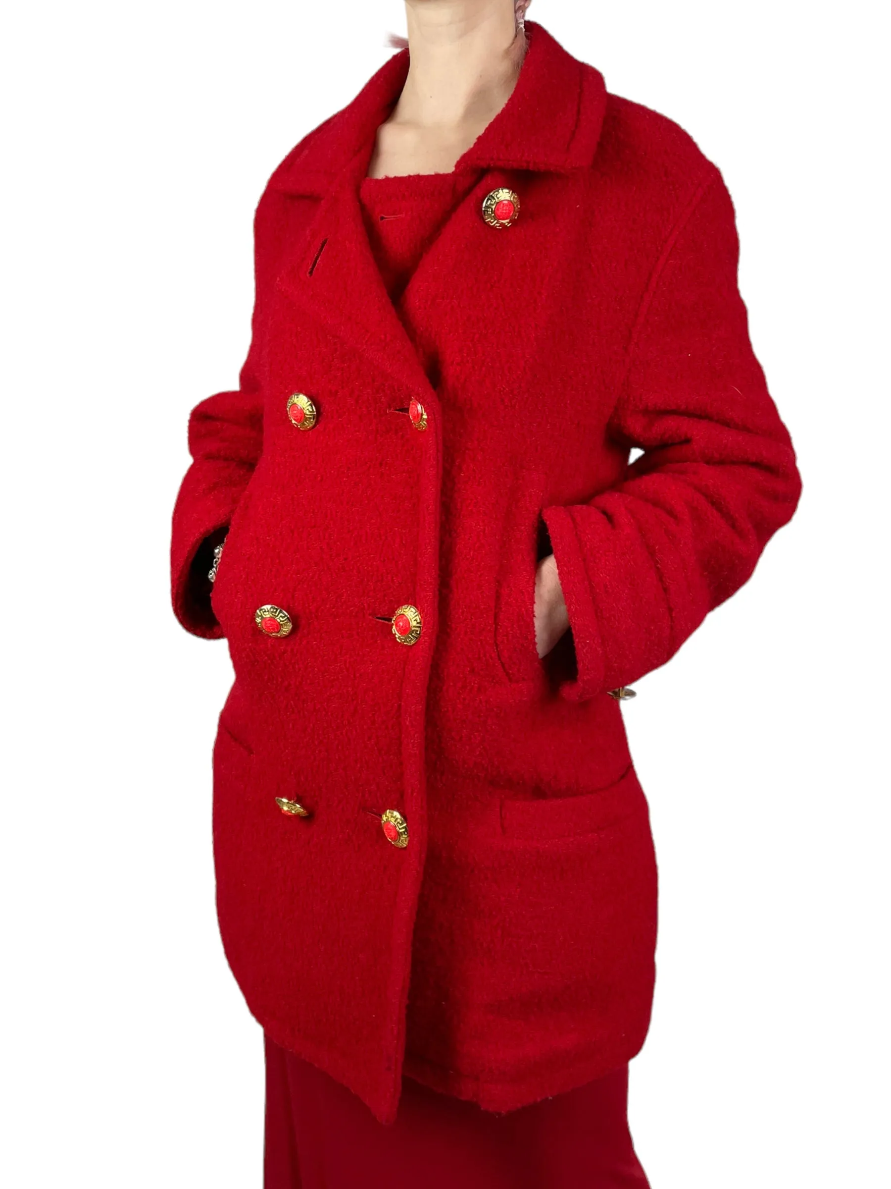 Versace c.1994 red boucle coat