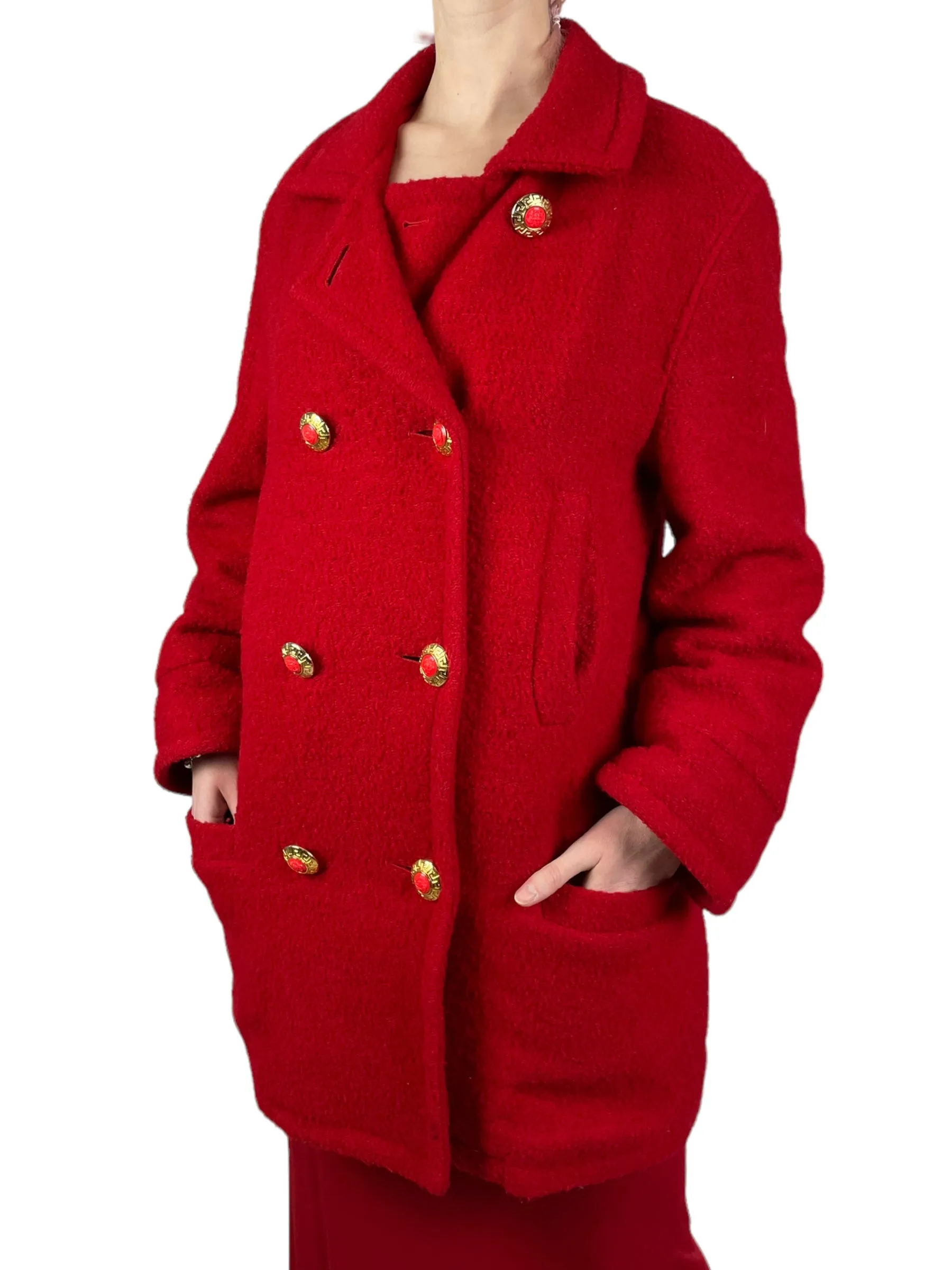 Versace c.1994 red boucle coat