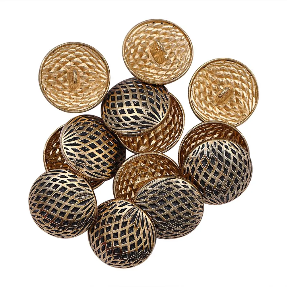 Western Style Classic Antique Gold Checks Dome Metal Buttons