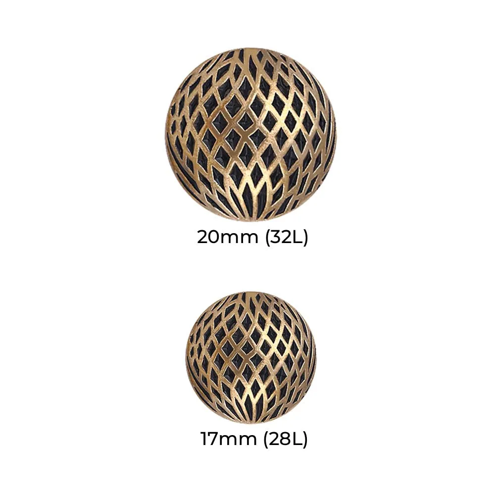 Western Style Classic Antique Gold Checks Dome Metal Buttons