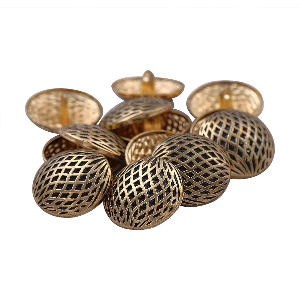 Western Style Classic Antique Gold Checks Dome Metal Buttons