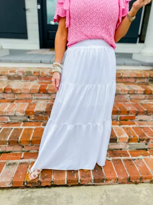 White Tiered Maxi Skirt