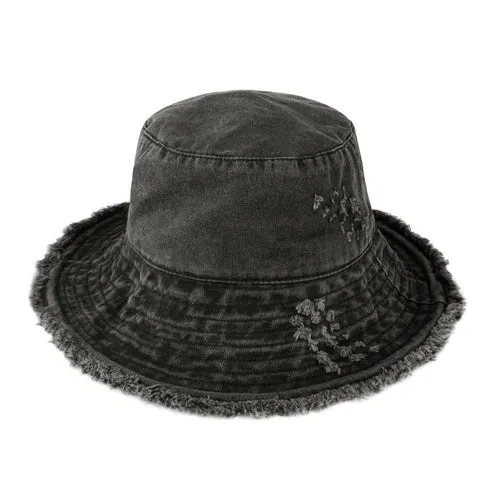 Wide Brim Frayed Bucket Hats