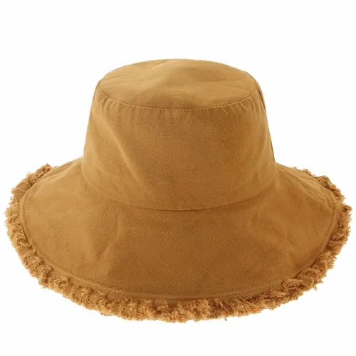 Wide Brim Frayed Bucket Hats