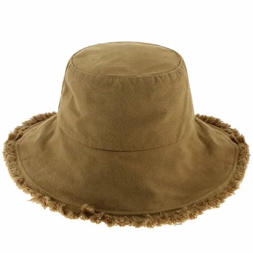 Wide Brim Frayed Bucket Hats