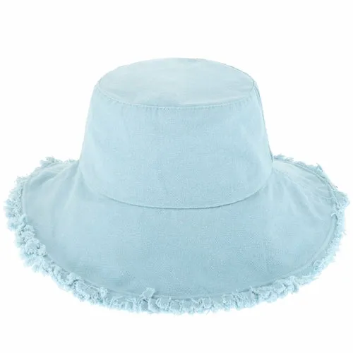 Wide Brim Frayed Bucket Hats