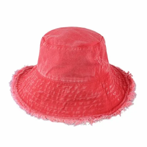 Wide Brim Frayed Bucket Hats