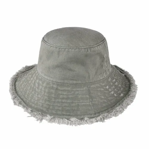 Wide Brim Frayed Bucket Hats