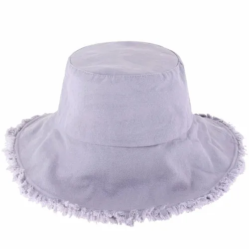 Wide Brim Frayed Bucket Hats