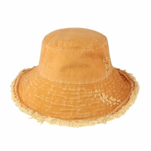 Wide Brim Frayed Bucket Hats