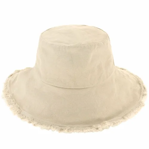 Wide Brim Frayed Bucket Hats