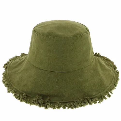 Wide Brim Frayed Bucket Hats