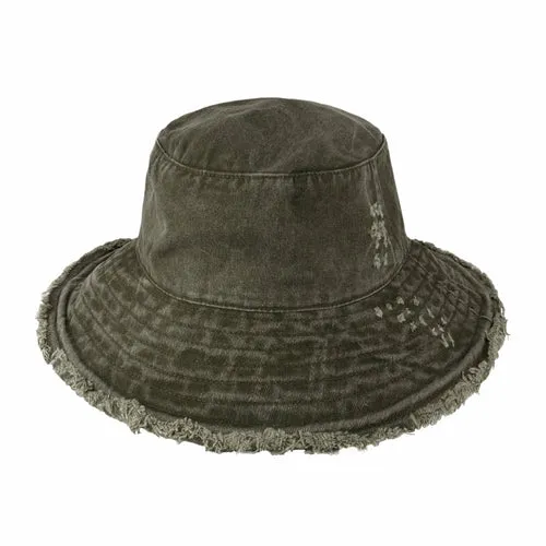 Wide Brim Frayed Bucket Hats