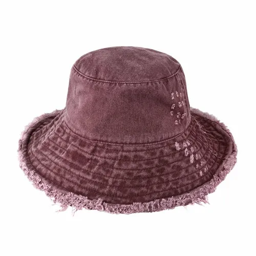 Wide Brim Frayed Bucket Hats